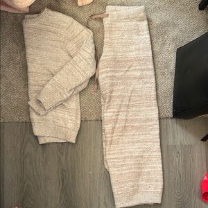 Cozy Beige Knit Sweater and Pants Set